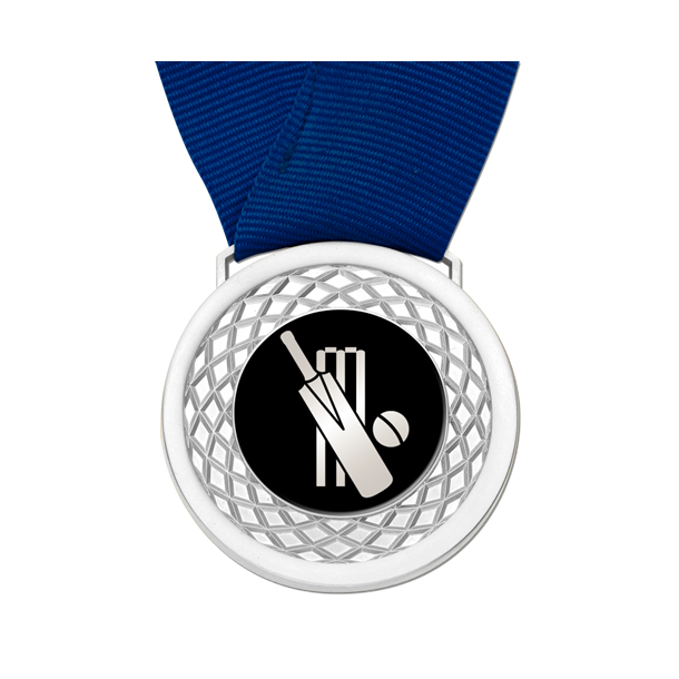 MM1049 3 Colours Free Cricket Centre * FREE RIBBON * CRICKET MEDAL - 45mm 